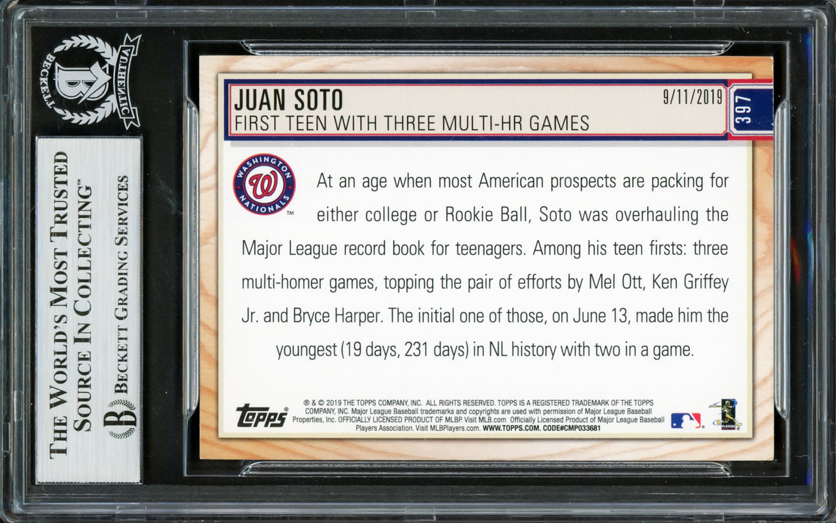 Juan Soto Autographed 2019 Topps Big League Card #397 New York Yankees Beckett BAS #16703938