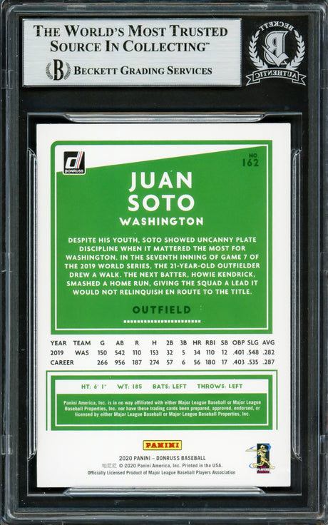 Juan Soto Autographed 2020 Donruss Holo Pink Variation Card #162 New York Yankees Beckett BAS #16777344