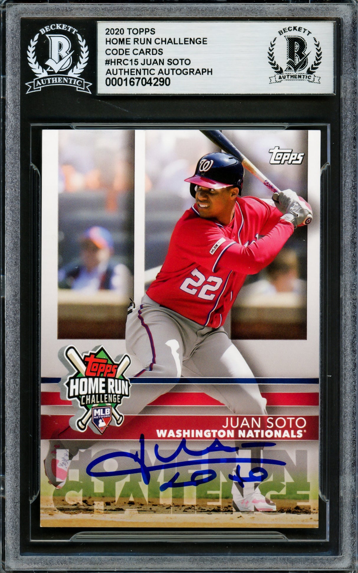 Juan Soto Autographed 2020 Topps Home Run Challenge Card #HRC15 New York Yankees Beckett BAS #16704290