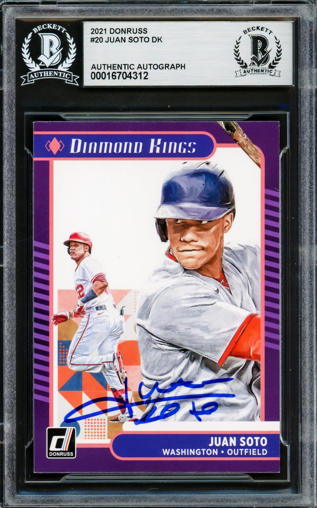 Juan Soto Autographed 2021 Donruss Diamond Kings Card #20 New York Yankees Beckett BAS #16704312