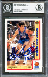 John Stockton Autographed 1991-92 Upper Deck Card #470 Utah Jazz Beckett BAS #16705050