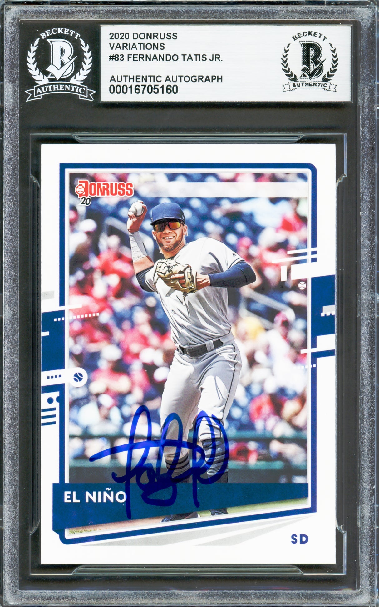 Fernando Tatis Jr. Autographed 2020 Donruss Variations Card #83 San Diego Padres Beckett BAS #16705160