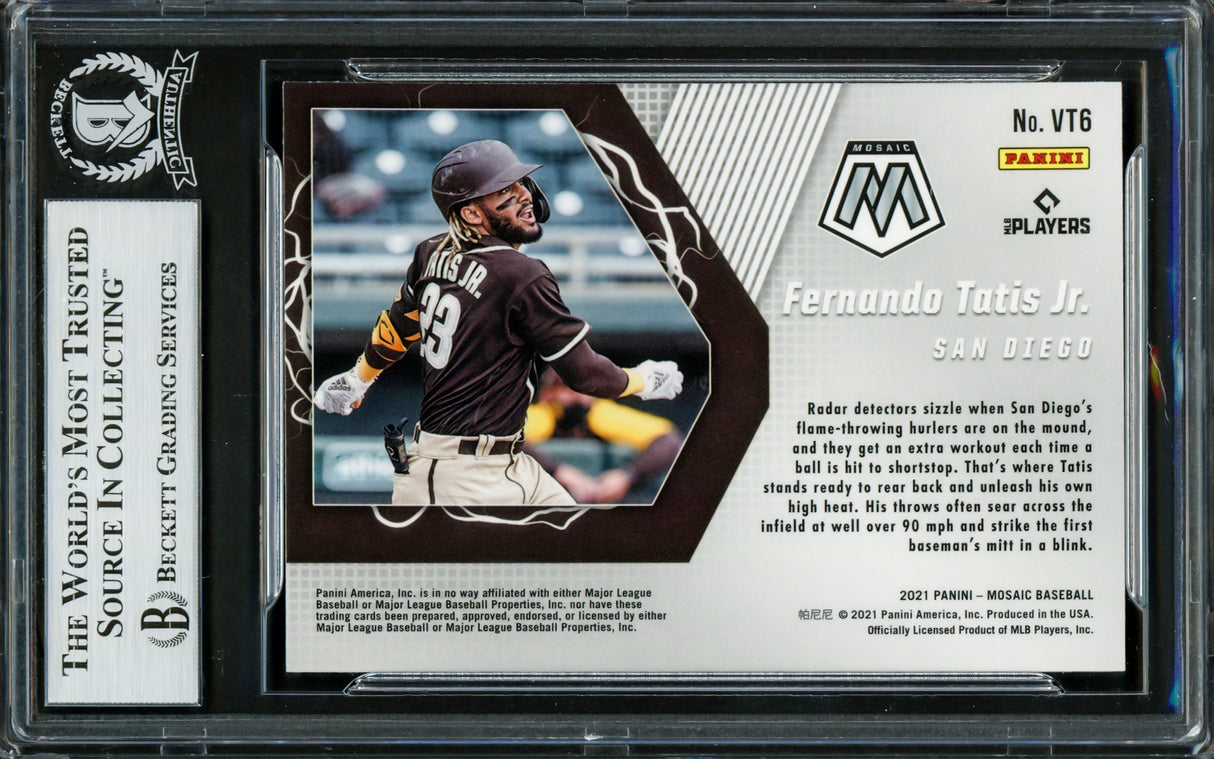 Fernando Tatis Jr. Autographed 2021 Panini Mosaic V Tool Card #VT6 San Diego Padres Beckett BAS #16705423