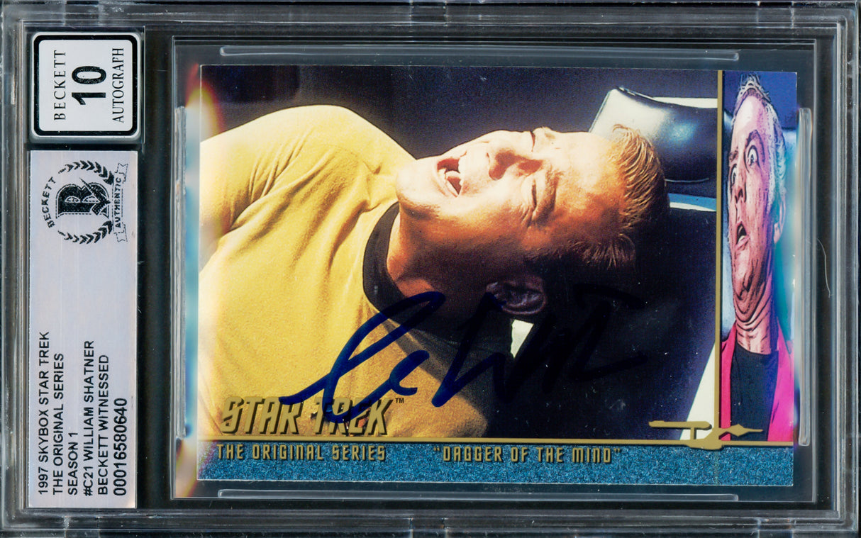 William Shatner Autographed 1997 Fleer Skybox Card #C21 Star Trek Capt ...