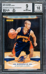 Stephen Curry Autographed 2009-10 Panini Rookie Card #307 Golden State Warriors BGS 9 Auto Grade Gem Mint 10 Beckett BAS #16613845