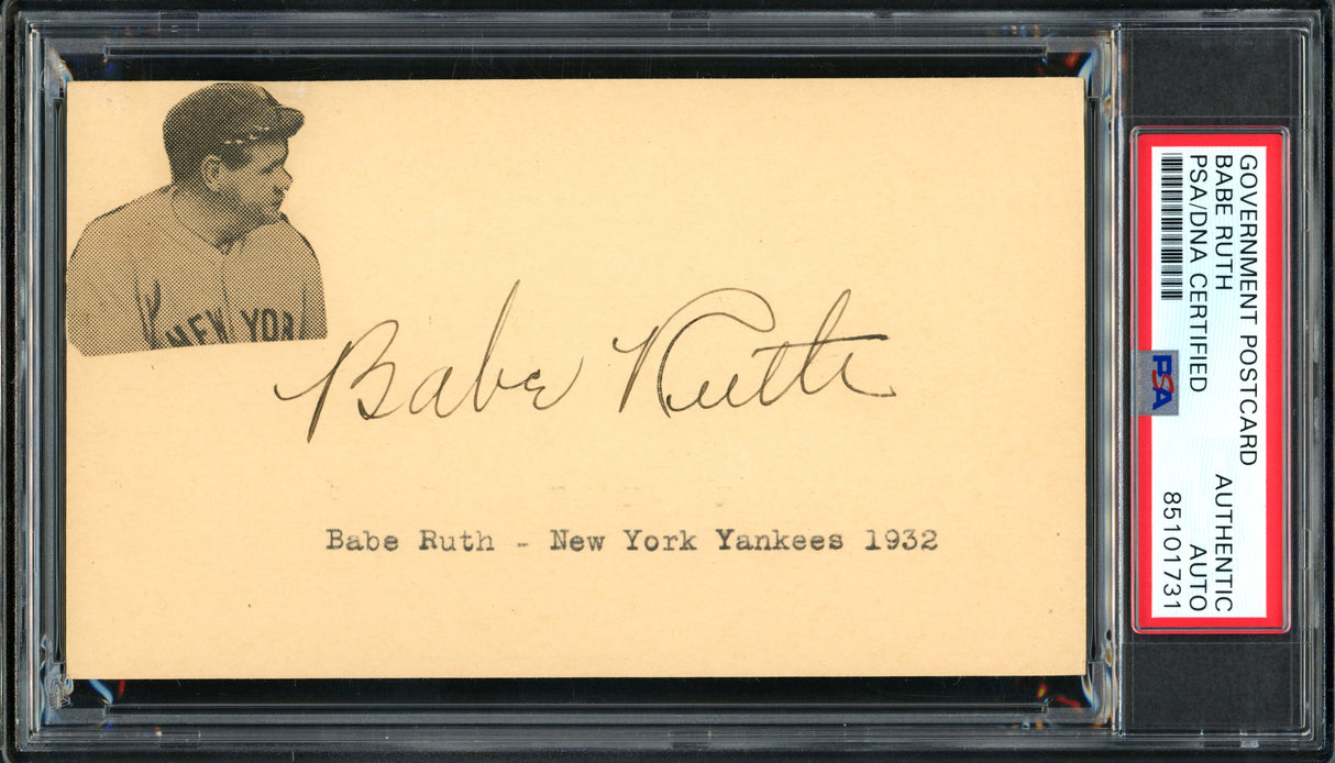 Babe Ruth Autographed Government Postcard New York Yankees PSA/DNA #85101731