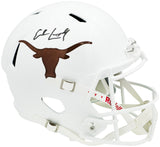 Earl Campbell Autographed Texas Longhorns White Full Size Replica Speed 2021 Helmet Beckett BAS Witness Stock #228065