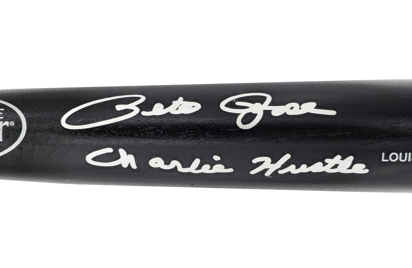 Pete Rose Autographed Black Louisville Slugger Pro Stock Baseball Bat Cincinnati Reds "Charlie Hustle" Beckett BAS Witness Stock #228085