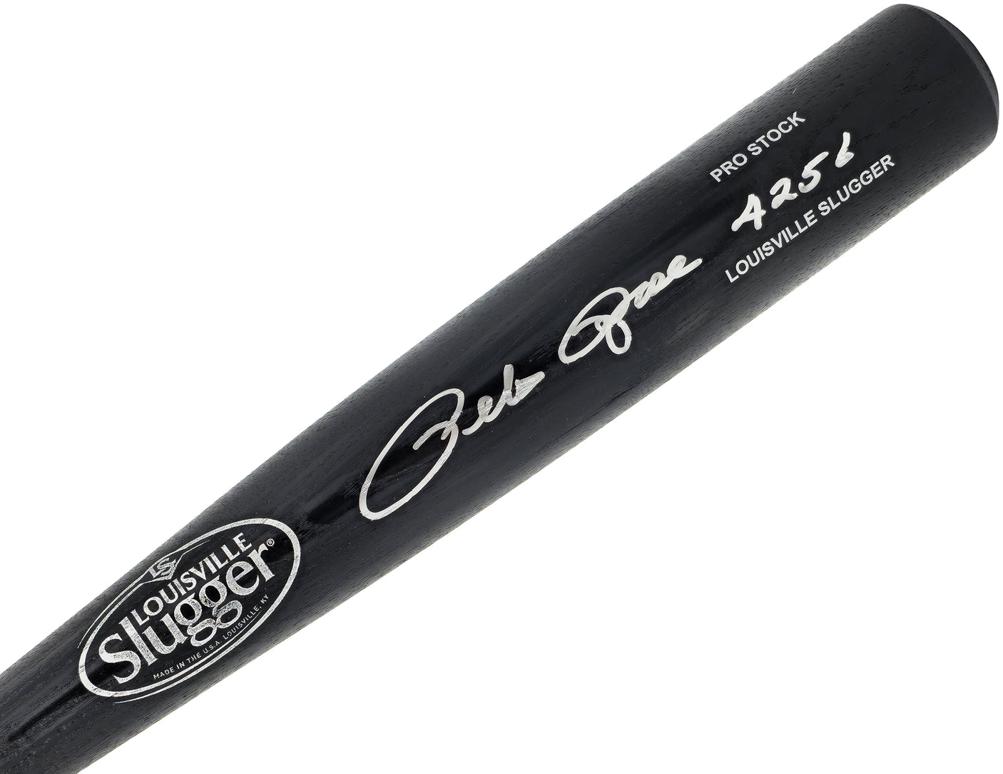 Pete Rose Autographed Black Louisville Slugger Pro Stock Baseball Bat Cincinnati Reds "4256" JSA Stock #228076