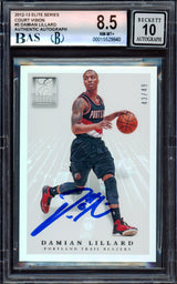 Damian Lillard Autographed 2012-13 Panini Elite Court Vision Rookie Card #5 Portland Trail Blazers BGS 8.5 Auto Grade Gem Mint 10 #43/49 Beckett BAS #15529840