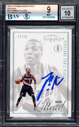 Damian Lillard Autographed 2012-13 Panini Signatures Rookie Card #23 Portland Trail Blazers BGS 9 Auto Grade Gem Mint 10 #12/25 Beckett BAS #15529844