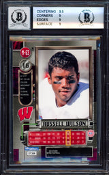 Russell Wilson Autographed 2012 Fleer Metal Universe Rookie Card #M-63 Wisconsin Badgers BGS 9 Auto Grade Gem Mint 10 Beckett BAS #15530119