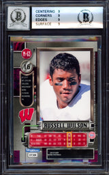 Russell Wilson Autographed 2012 Fleer Metal Universe Rookie Card #M-63 Wisconsin Badgers BGS 9 Auto Grade Gem Mint 10 Beckett BAS #15530116