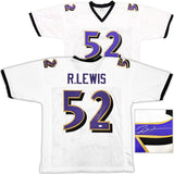 Baltimore Ravens Ray Lewis Autographed White Football Jersey JSA Stock #228092