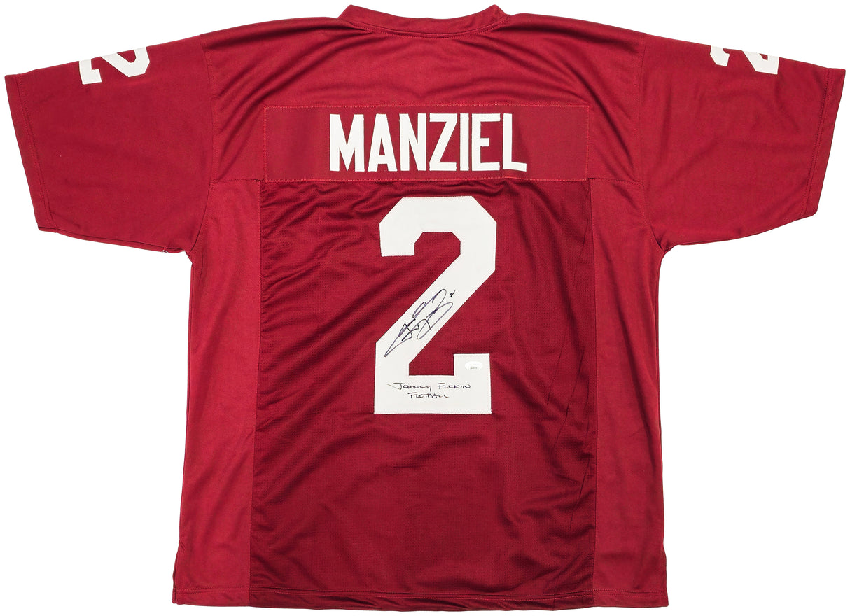 Texas A&M Aggies Johnny Manziel Autographed Maroon Football Jersey "Johnny F'ing Football" JSA Stock #228798