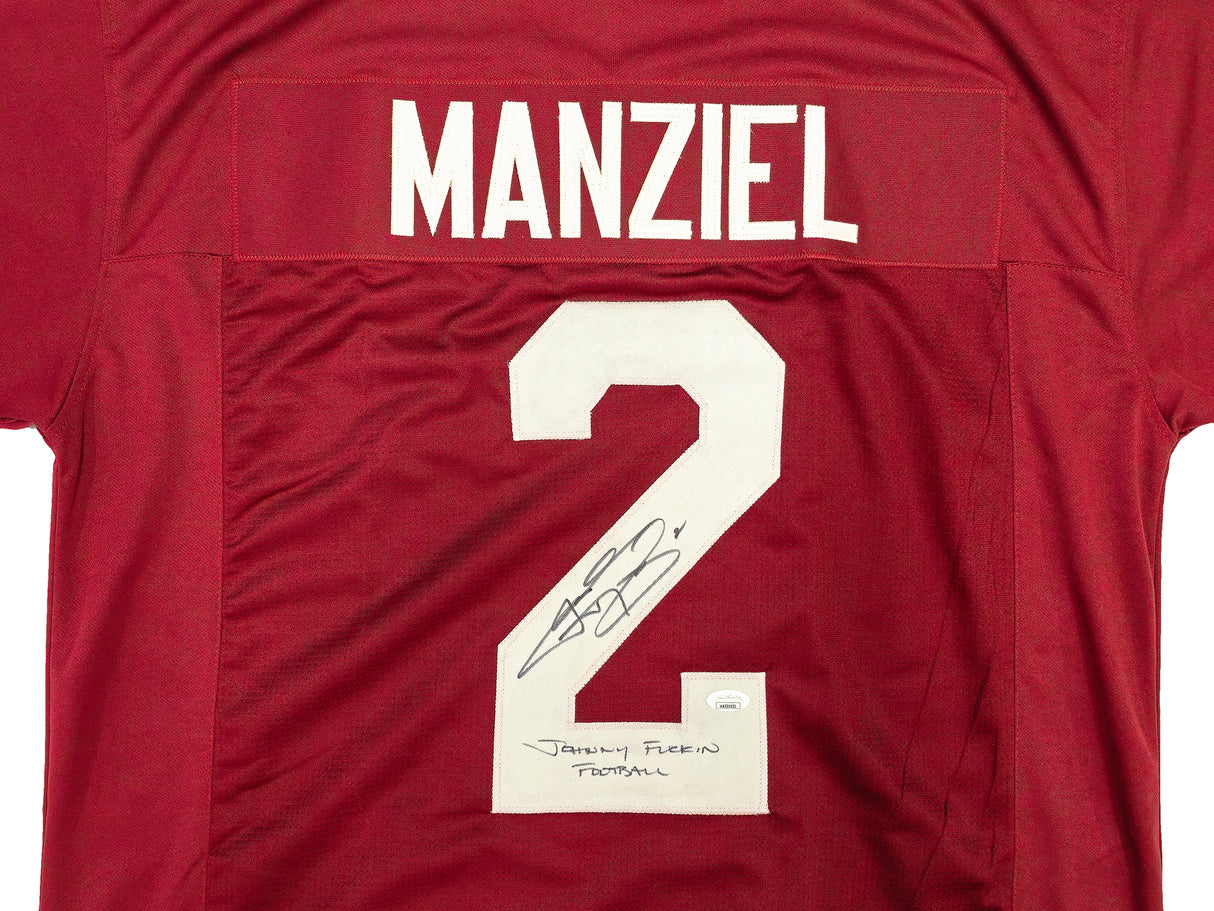 Texas A&M Aggies Johnny Manziel Autographed Maroon Football Jersey "Johnny F'ing Football" JSA Stock #228798