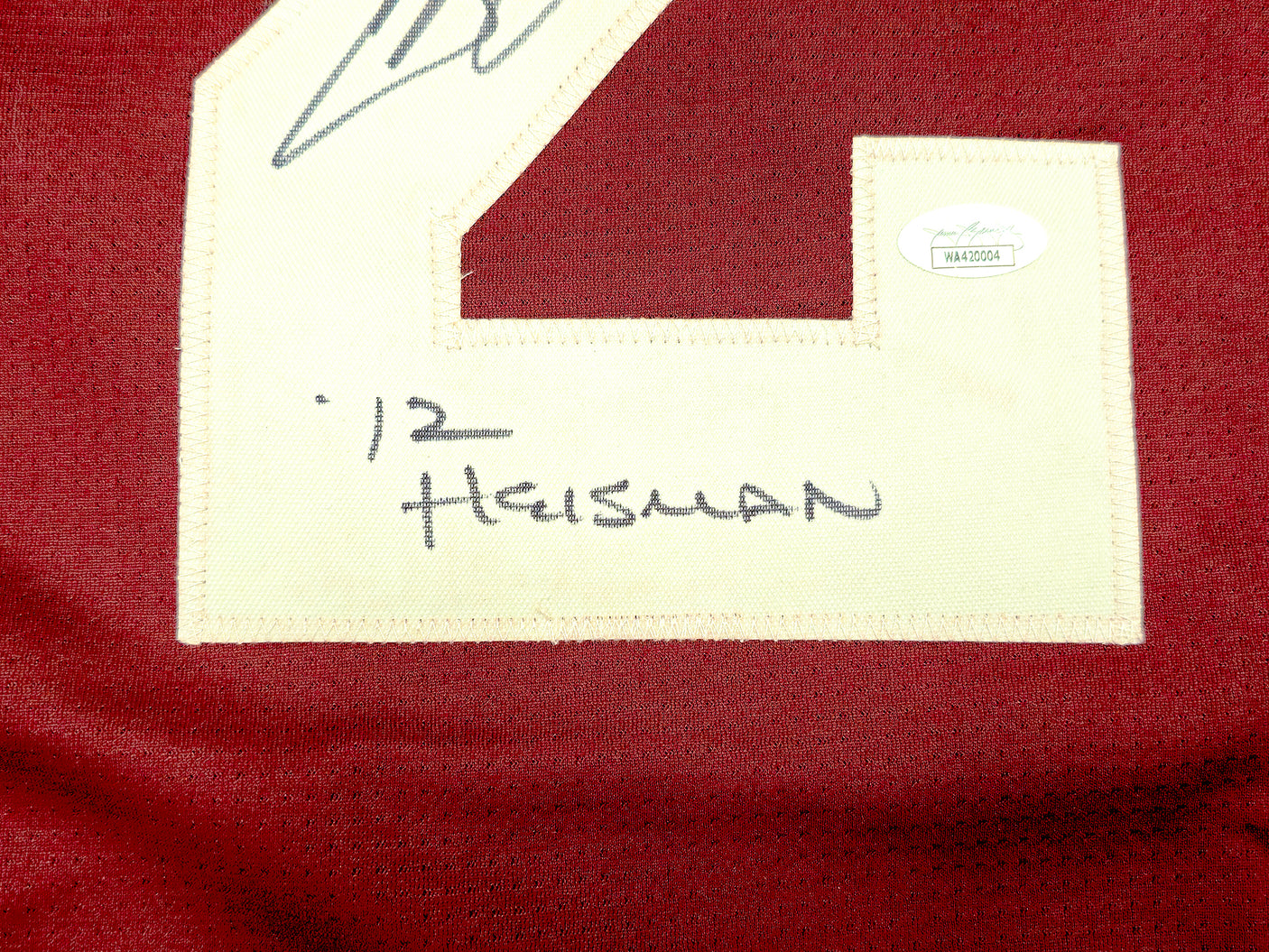 Texas A&M Aggies Johnny Manziel Autographed Maroon Football Jersey "12 Heisman" JSA Stock #228780