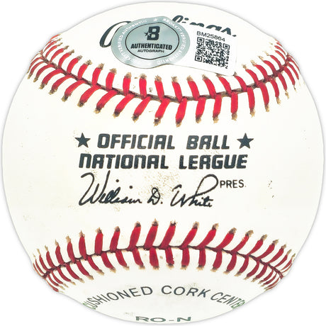 Harry Gumbert Autographed Official NL Baseball NY San Francisco Giants, Pittsburgh Pirates Beckett BAS QR #BM25864