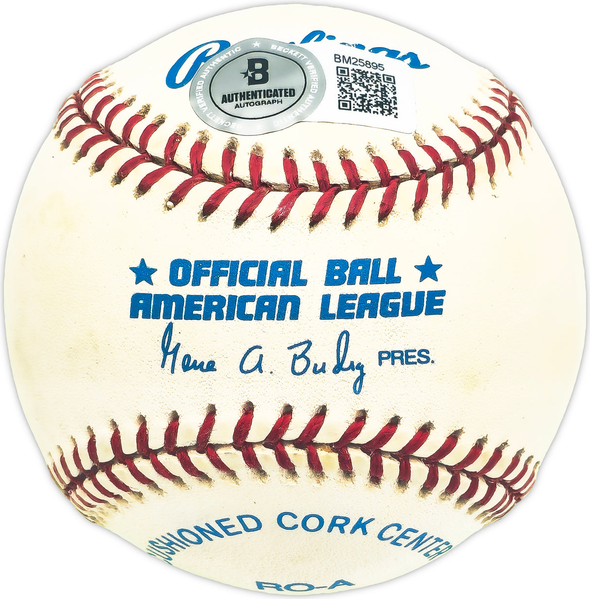 Charlie Kress Autographed Official AL Baseball Brooklyn Dodgers Beckett BAS QR #BM25895