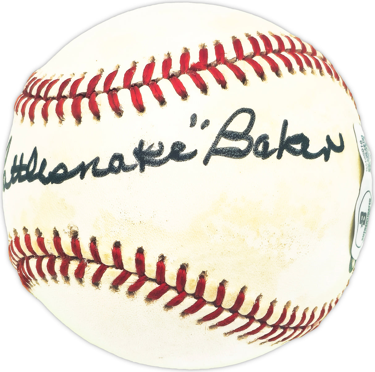 Tom "Rattlesnake" Baker Autographed Official NL Baseball Brooklyn Dodgers Beckett BAS QR #BM25918