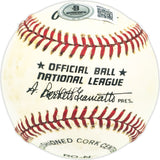 Tom "Rattlesnake" Baker Autographed Official NL Baseball Brooklyn Dodgers Beckett BAS QR #BM25918