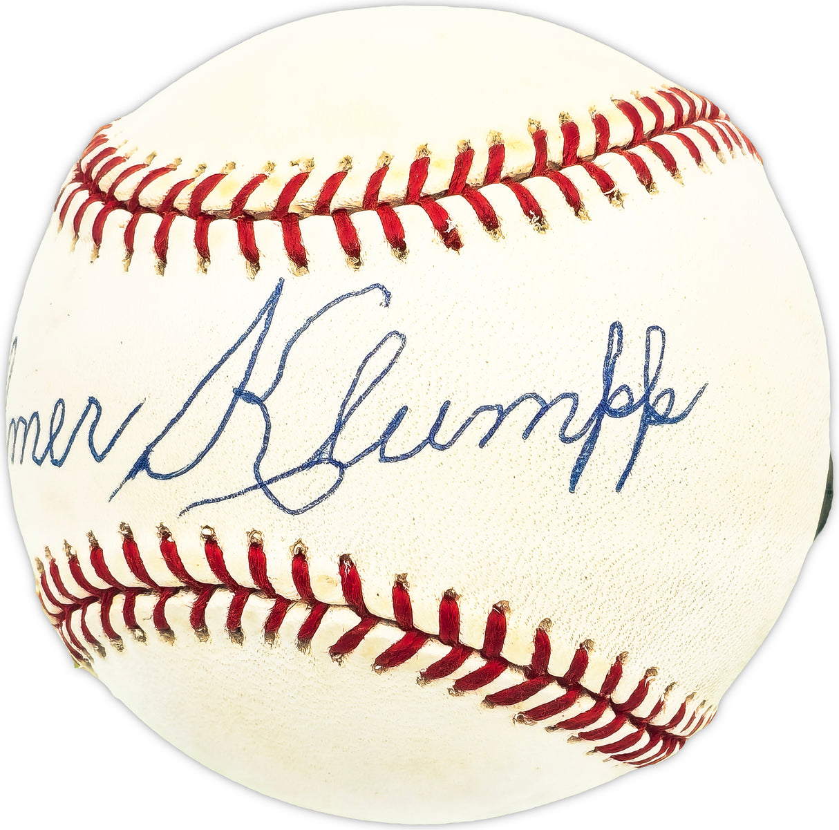 Elmer Klumpp Autographed Official NL Baseball Brooklyn Dodgers Beckett BAS QR #BM25990