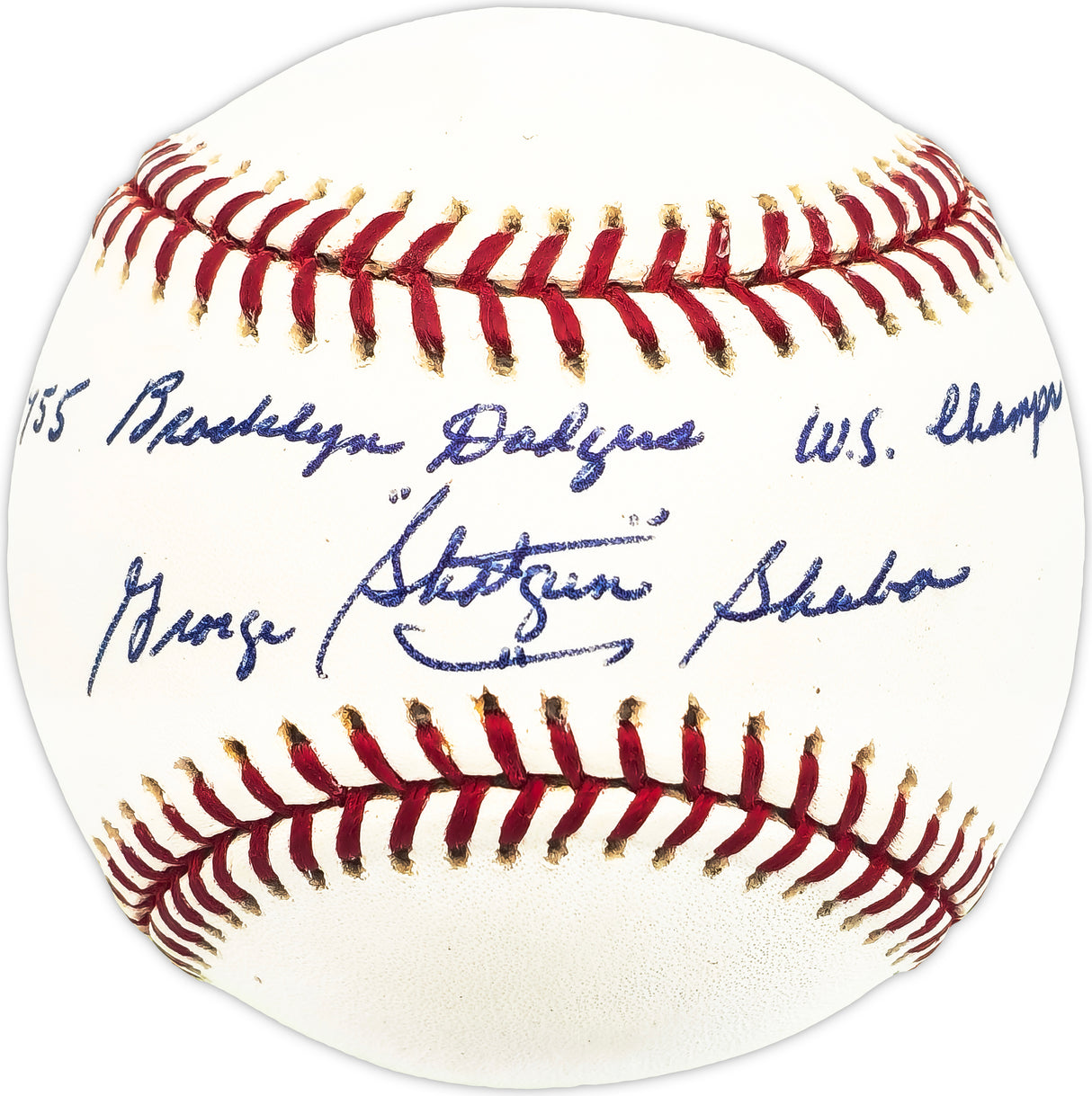 George "Shotgun" Shuba Autographed Official MLB Baseball Brooklyn Dodgers "1955 WS Champs" Beckett BAS QR #BM26001