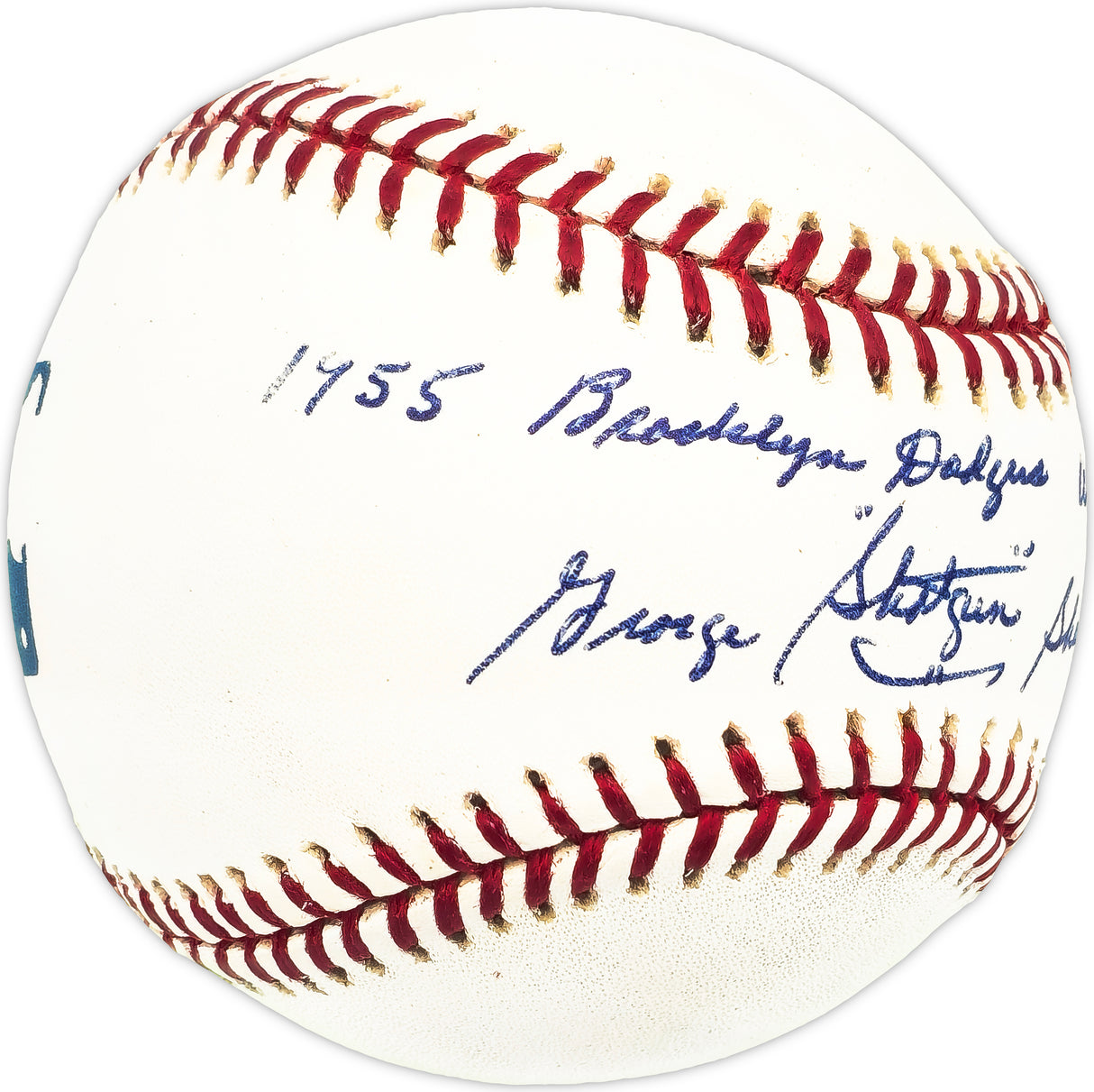 George "Shotgun" Shuba Autographed Official MLB Baseball Brooklyn Dodgers "1955 WS Champs" Beckett BAS QR #BM26001