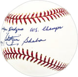 George "Shotgun" Shuba Autographed Official MLB Baseball Brooklyn Dodgers "1955 WS Champs" Beckett BAS QR #BM26001