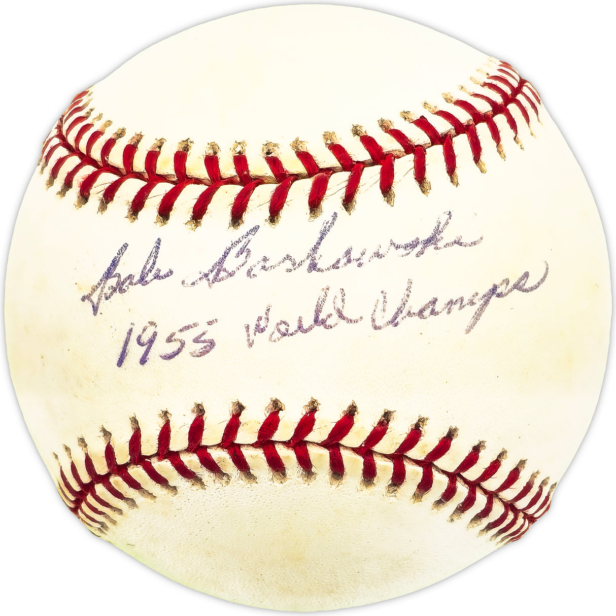 Bob Borkowski Autographed Official NL Baseball Brooklyn Dodgers "1955 World Champs" Beckett BAS QR #BM26007