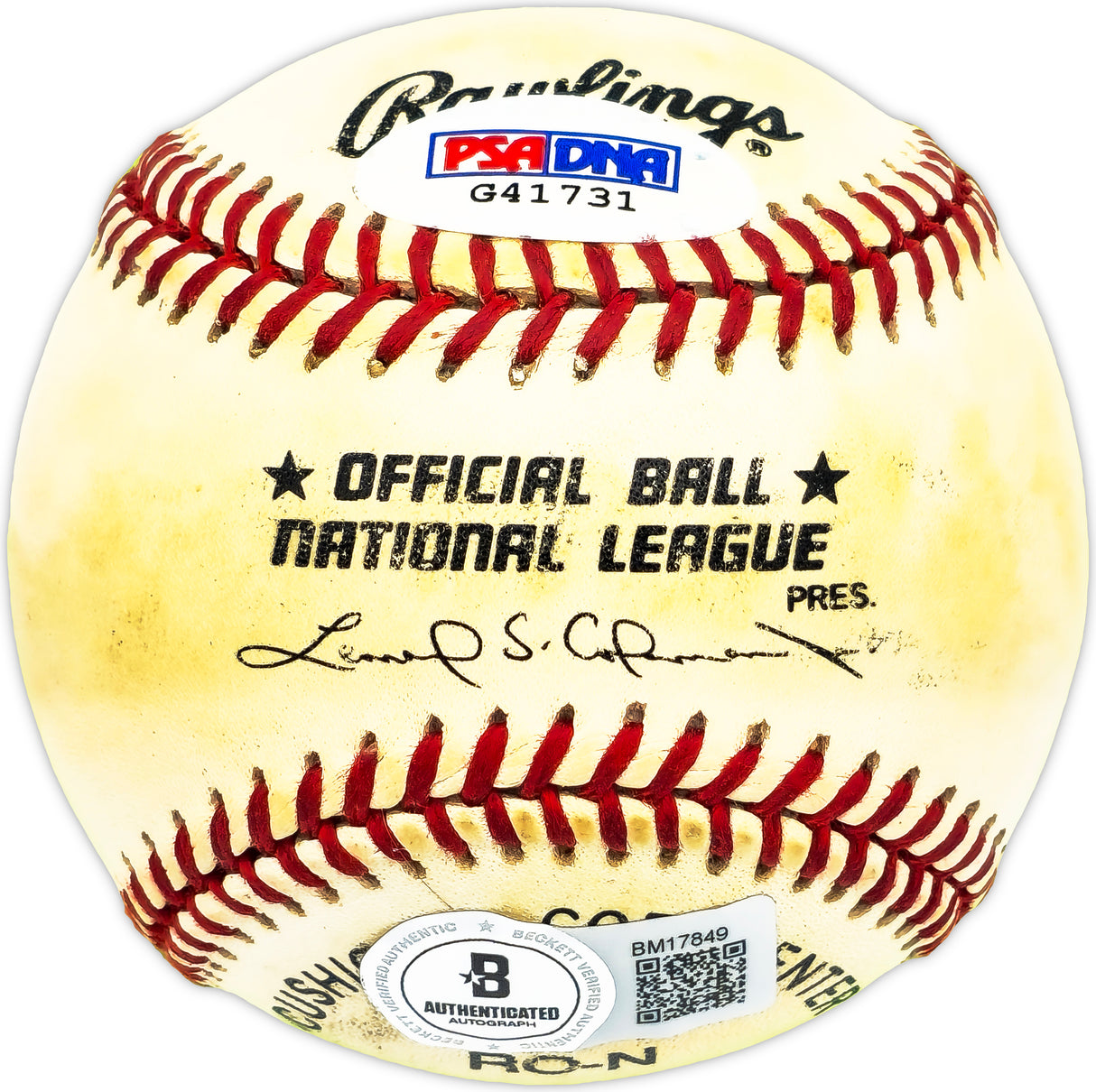 Ray Hathaway Autographed Official NL Baseball Brooklyn Dodgers "1945" Beckett BAS QR #BM17849