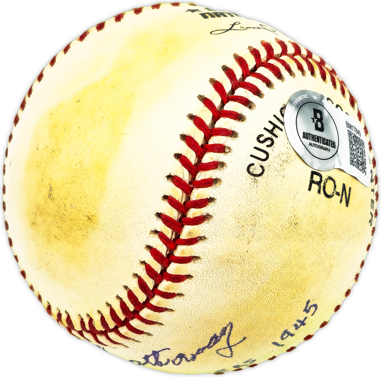 Ray Hathaway Autographed Official NL Baseball Brooklyn Dodgers "1945" Beckett BAS QR #BM17849