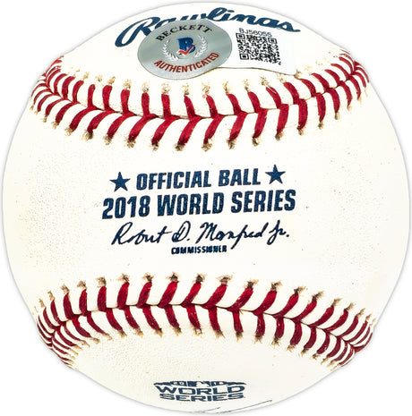 Mookie Betts Autographed Official 2018 World Series Logo MLB Baseball Boston Red Sox Beckett BAS QR #BJ56055