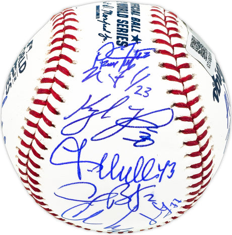 2022 World Series Champion Houston Astros Team Signed Autographed Official 2022 World Series Logo MLB Baseball With 21 Signatures Including Jose Altuve & Yordan Alvarez Beckett BAS Witness #WX88123