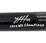 Yordan Alvarez Autographed Black & Orange Victus Player Model Bat Houston Astros "2022 WS Champions" Beckett BAS Witness Stock #215390