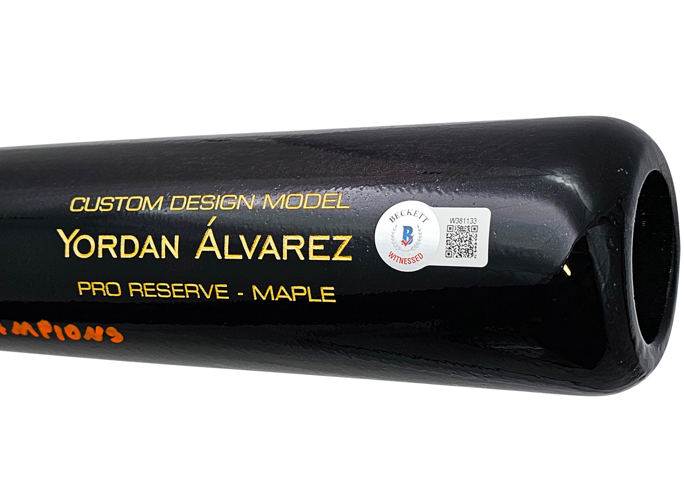 Yordan Alvarez Autographed Black Victus Player Model Bat Houston Astros "2022 WS Champions" Beckett BAS Witness Stock #215387