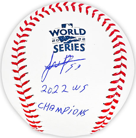 Framber Valdez Autographed Official 2022 World Series MLB Baseball Houston Astros "2022 WS Champions" Beckett BAS Witness Stock #215402