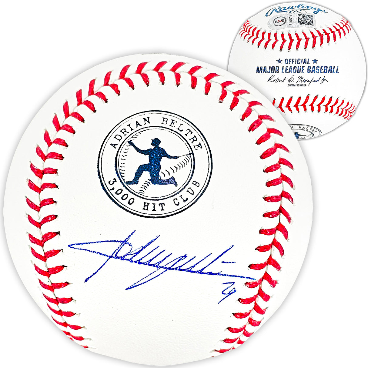 Adrian Beltre Autographed Official 3000th Hit Logo MLB Baseball Texas Rangers JSA Stock #215520