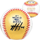 Yordan Alvarez Autographed Official 2022 Gold World Series Gold MLB Baseball Houston Astros Beckett BAS Witness Stock #215396