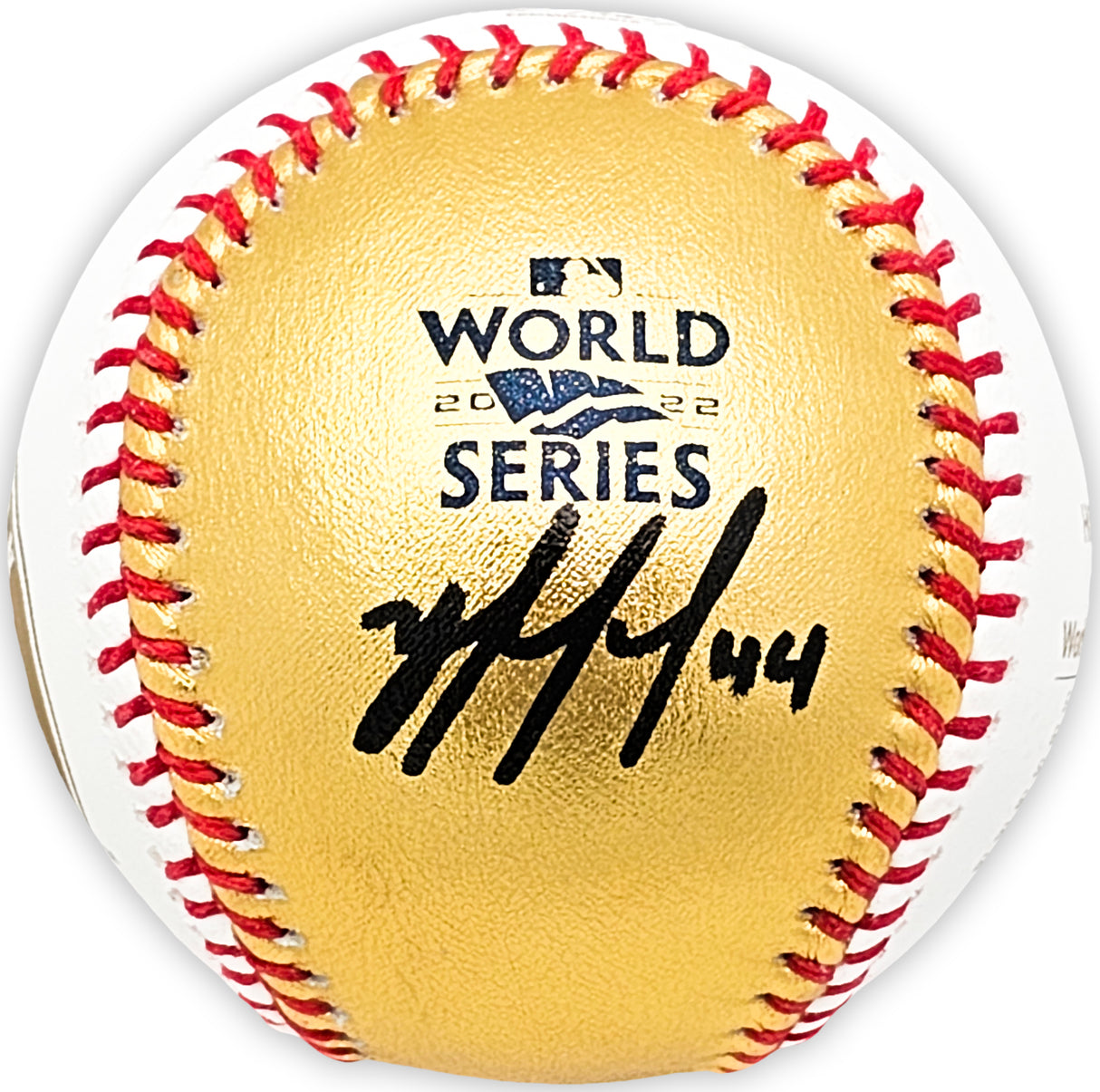 Yordan Alvarez Autographed Official 2022 Gold World Series Gold MLB Baseball Houston Astros Beckett BAS Witness Stock #215396