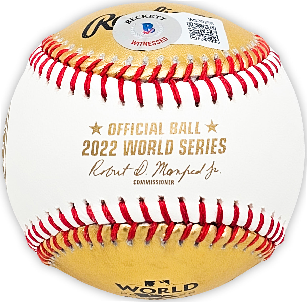 Framber Valdez Autographed Official 2022 Gold World Series Gold MLB Baseball Houston Astros Beckett BAS Witness Stock #215401