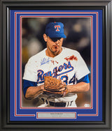 Nolan Ryan Autographed Framed 16x20 Photo Texas Rangers Bloody Beckett BAS QR Stock #233867