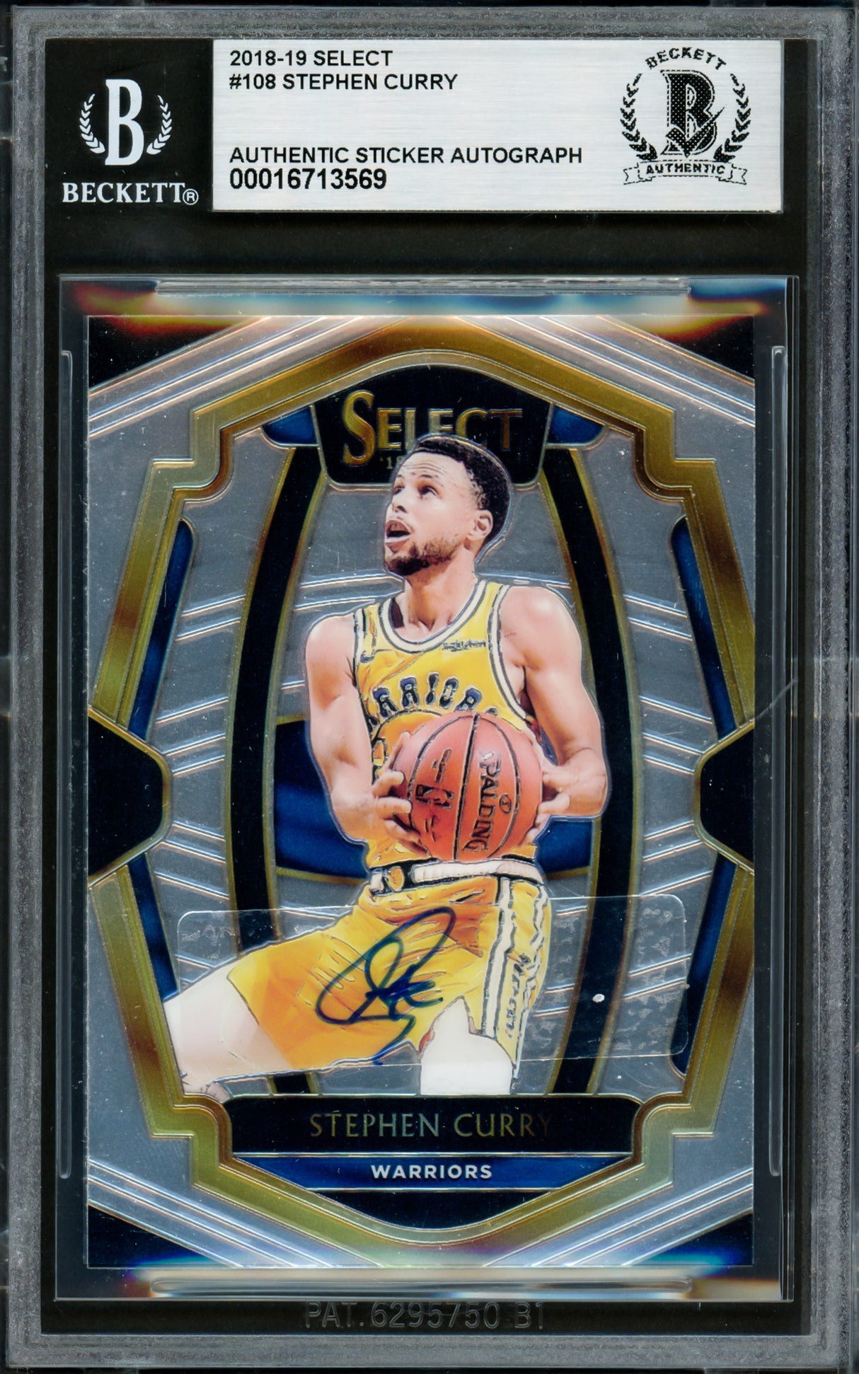 Stephen Curry Autographed 2018-19 Select Card #108 Golden State Warriors Beckett BAS Stock #227999