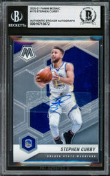 Stephen Curry Autographed 2020-21 Panini Mosaic Card #175 Golden State Warriors Beckett BAS Stock #228002