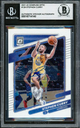 Stephen Curry Autographed 2021-22 Donruss Optic Card #128 Golden State Warriors Beckett BAS Stock #228003