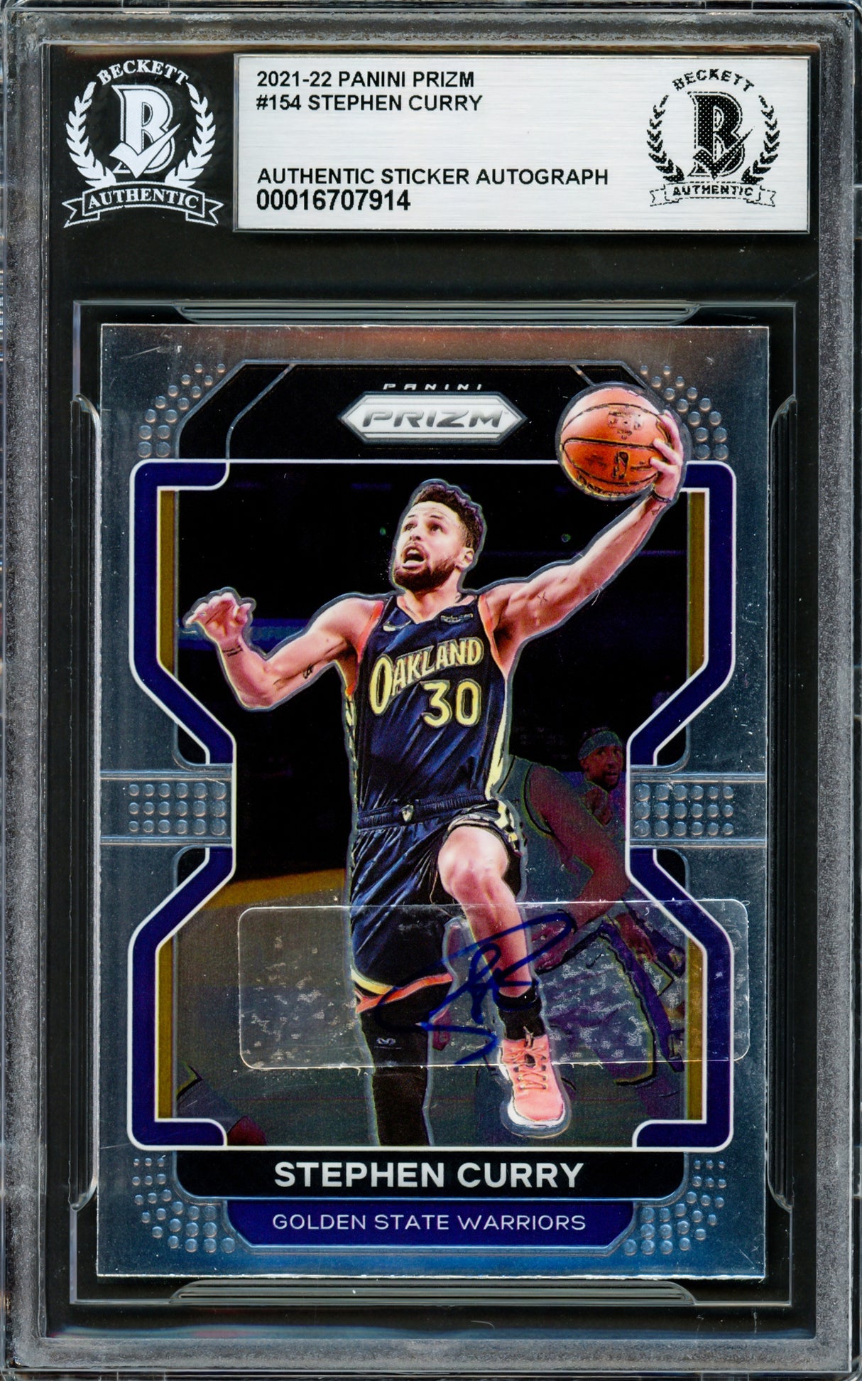 Stephen Curry Autographed 2021-22 Panini Prizm Card #154 Golden State Warriors Beckett BAS Stock #228004