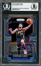 Stephen Curry Autographed 2021-22 Panini Prizm Card #154 Golden State Warriors Beckett BAS Stock #228004