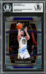 Stephen Curry Autographed 2021-22 Select Card #94 Golden State Warriors Beckett BAS Stock #228006