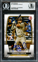 Fernando Tatis Jr. Autographed 2023 Bowman Card #11 San Diego Padres Beckett BAS Stock #228051