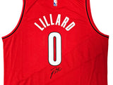 Portland Trailblazers Damian Lillard Autographed Red Fanatics Jersey Size XL Beckett BAS QR Stock #214825